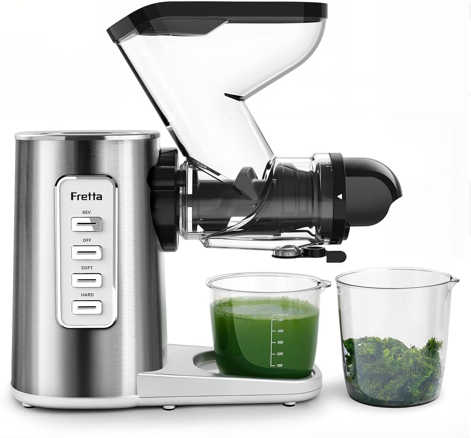 Fretta Edge Max F3500 Cold Press Juicer, Slow Masticating (200W, 76mm Wide Feed Chute, Stainless Steel, Easy Clean)
